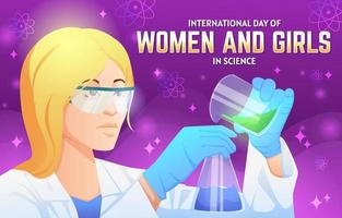 affiche de la journée internationale des femmes et des filles scientifiques vecteur