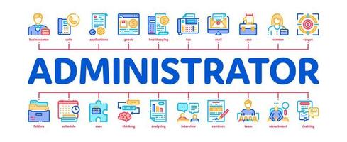 vecteur de bannière infographique minimal d'entreprise administrateur