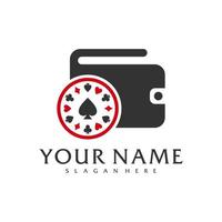 modèle vectoriel de logo de poker de portefeuilles, concepts créatifs de conception de logo de poker