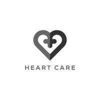 modèle de conception de logo plat minimal de soins cardiaques vecteur