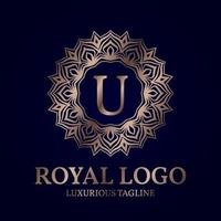 lettre u création de logo vectoriel circulaire royal