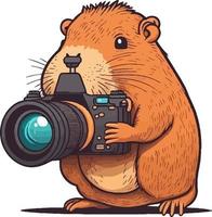 photographie de capybara comme une façon amusante d'illustrer le photographe de la nature vecteur