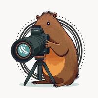 photographie de capybara comme une façon amusante d'illustrer le photographe de la nature vecteur