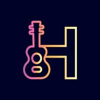 guitare musique logo design marque lettre h vecteur