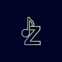 note de musique logo design marque lettre z vecteur