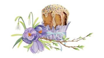clipart de célébration de pâques dessiné à la main à l'aquarelle. composition de vecteur