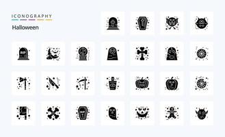 25 pack d'icônes de glyphe solide halloween vecteur