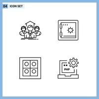 pack d'icônes vectorielles stock de 4 signes et symboles de ligne pour les éléments de conception vectoriels modifiables de code de dépôt de groupe de cuisine d'équipe vecteur