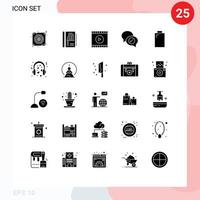 interface mobile glyphe solide ensemble de 25 pictogrammes d'éléments de conception vectoriels modifiables de chat électrique vecteur