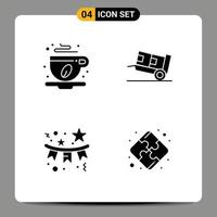 4 icônes créatives signes et symboles modernes de tasse à café drapeau feuille étoile logistique éléments de conception vectoriels modifiables vecteur