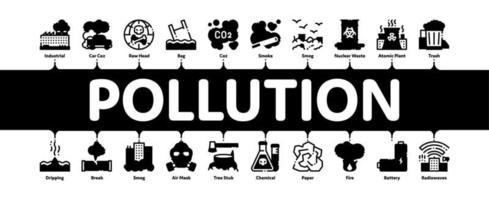 pollution de la nature vecteur de bannière infographique minimal