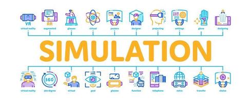 vecteur de bannière infographique minimal équipement de simulation