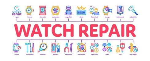 vecteur de bannière infographique minimal de service de réparation de montres