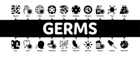 vecteur de bannière infographique minimal de bactéries germes