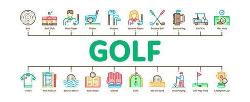 vecteur de bannière infographique minimal de jeu de golf