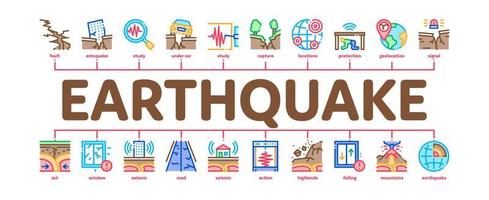 vecteur de bannière infographie minimale catastrophe tremblement de terre