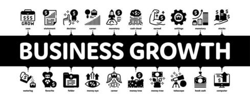 vecteur de bannière infographique minimal de croissance et de gestion des entreprises