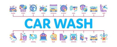 vecteur de bannière infographique minimal de service auto de lavage de voiture