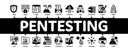 vecteur de bannière infographique minimal de logiciel de pentesting