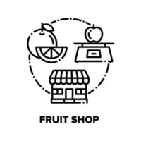 magasin de fruits concept de vecteur alimentaire illustrations noires