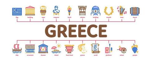 grèce pays histoire minimal infographie bannière vecteur