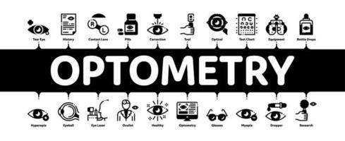 vecteur de bannière infographique minimal d'aide médicale d'optométrie