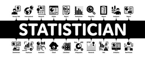vecteur de bannière infographique minimal assistant statisticien