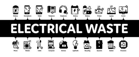 outils de déchets électriques vecteur de bannière infographique minimal