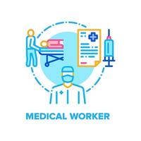 illustration de couleur de concept de vecteur de travailleur médical plat