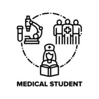 illustration noire de concept de vecteur étudiant en médecine