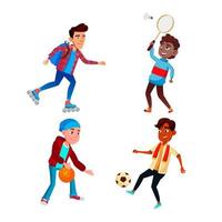 écoliers sport occupation activité set vector