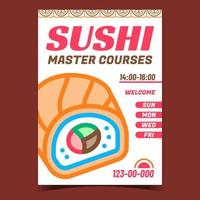 vecteur d'affiche promotionnelle de cours de maître de sushi