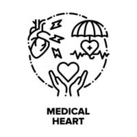 illustrations noires de concept de vecteur de coeur médical
