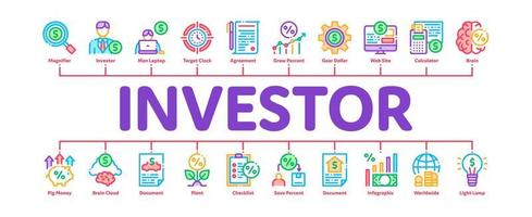 vecteur de bannière infographique minimal financier investisseur