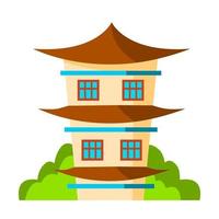 maison japonaise, corée, vecteur chinois. bâtiment traditionnel classique. illustration de dessin animé plat isolé