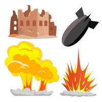 vecteur d'explosion de bombe nucléaire. icône. conflit de guerre militaire. illustration de dessin animé plat isolé