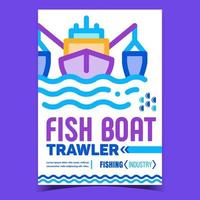 bateau de pêche chalutier créatif publicité affiche vecteur