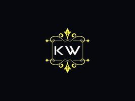 logo de luxe kw élégant, conception de lettre de logo typographie kw vecteur