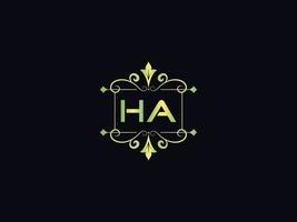 logo de lettre ha, vecteur d'icône de logo de luxe monogramme ha