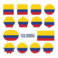 colombie, drapeau, collection, figure, icônes, ensemble, vecteur