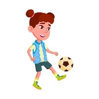 petite fille jouant au football équipe sport jeu vecteur