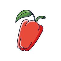 illustration d'icône de dessin animé mignon poivron. concept d'icône plate de légumes alimentaires isolé sur fond blanc. poivron dans un style doodle. vecteur