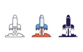 vaisseau spatial, illustration vectorielle d'icône de fusée vecteur