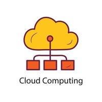 illustration de conception d'icône de contour rempli de cloud computing. symbole de données sur fond blanc fichier eps 10 vecteur