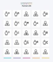 pack d'icônes de contour humain créatif 25 tel qu'avatar. utilisateur. forfait. en haut. utilisateur vecteur