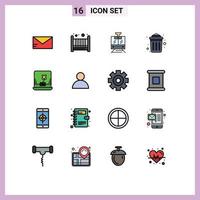 interface mobile ligne remplie de couleurs plates ensemble de 16 pictogrammes de service informatique de compte ordinateur portable éléments de conception vectoriels créatifs modifiables publics vecteur