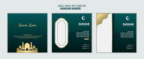 ensemble de modèles de publication de médias sociaux sur fond carré avec un design d'ornement simple pour le ramadan kareem. bon modèle pour la conception de la célébration islamique. vecteur