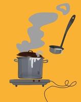 le processus de faire de la soupe dans un pot. vecteur. vecteur