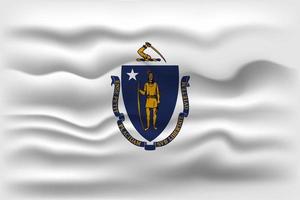 agitant le drapeau de l'état du massachusetts. illustration vectorielle. vecteur