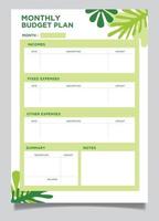 conception de planificateur mensuel de formes organiques de styliste, prêt à imprimer au format a4. vecteur
